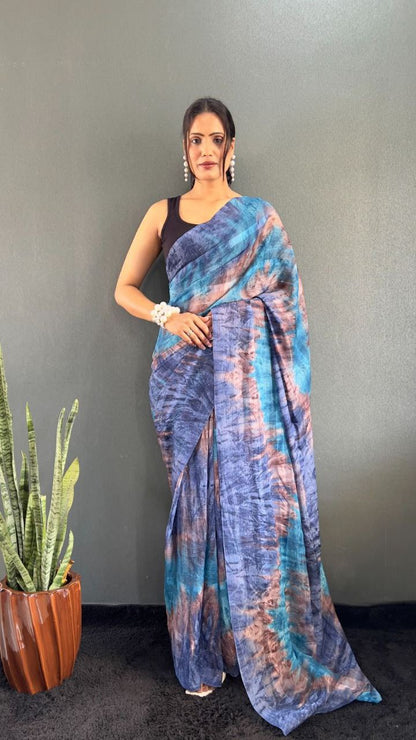 Multicolor Ready To Wear Georgette Saree