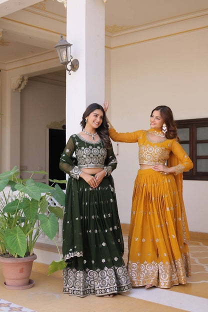 Green Designer Georgette Lehenga For Wedding