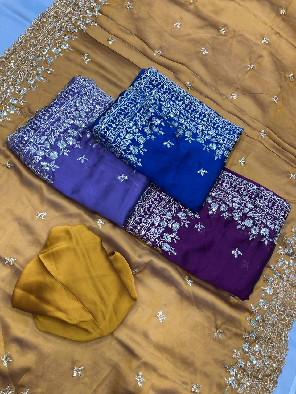 Lavender Purple Party Wear Rangoli Silk Saree