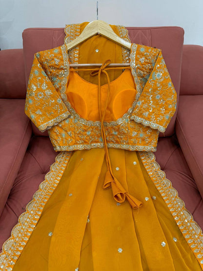 Mustard Heavy Tabby Silk Saree