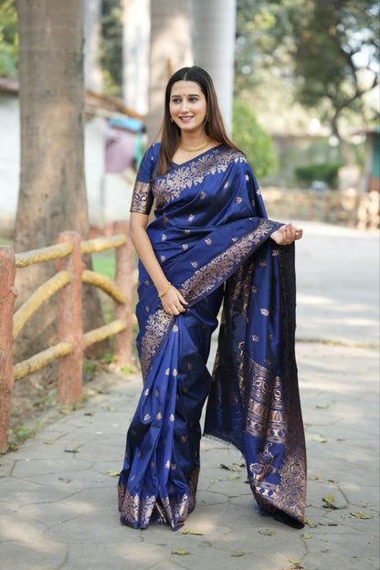 Navy Banarasi Silk Saree