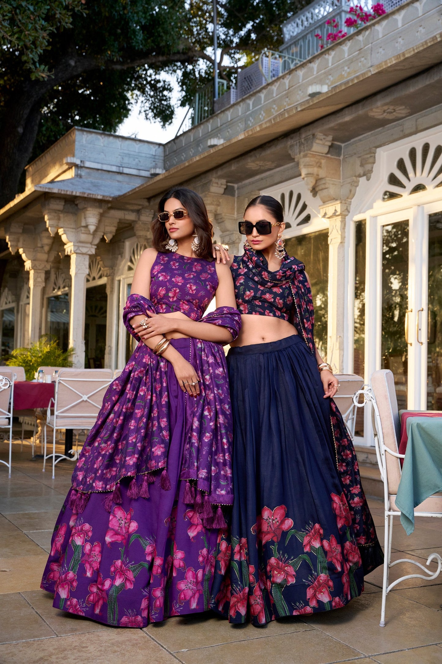 Navy Blue Tussar Silk Lehenga Choli For Wedding