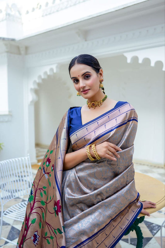 Navy Traditional Kanjivaram Silk Saree