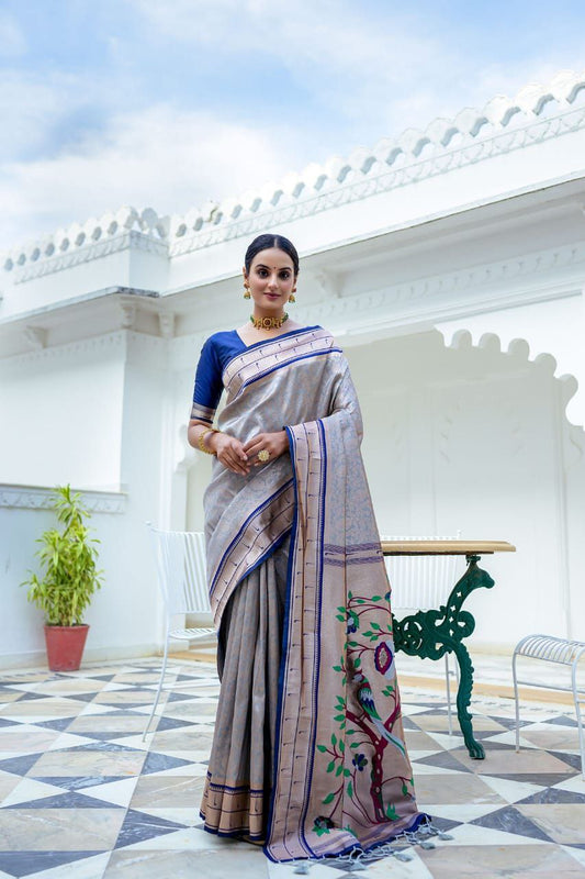 Navy Traditional Kanjivaram Silk Saree