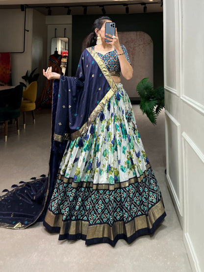 Navy Traditional Wedding Wear Silk Lehenga