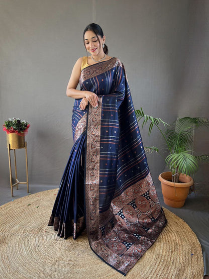 Navy Wedding Wear Silk Saree