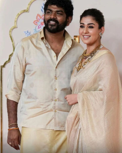 Nayanthara Inspired Soft Tissue Silk Saree