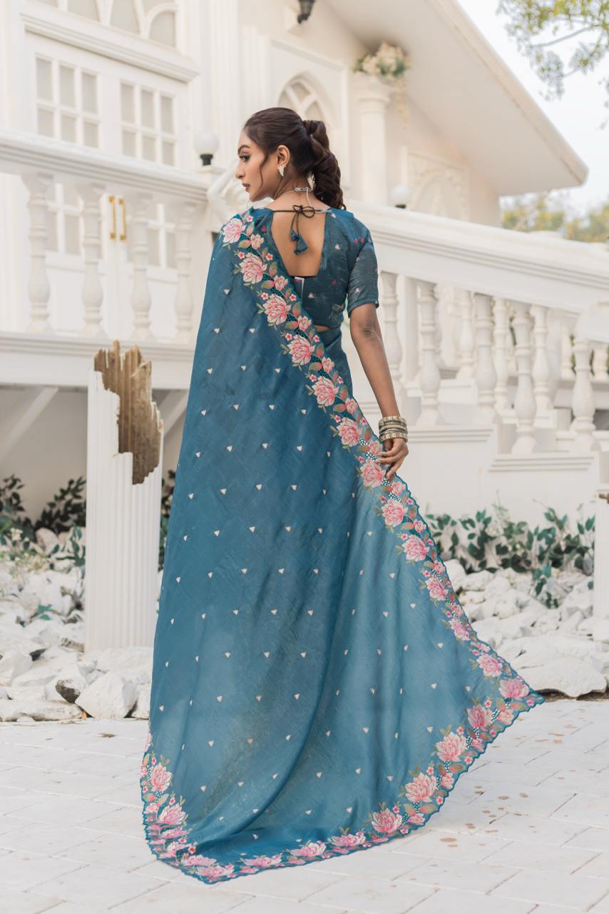 Nile Blue Crush Silk Saree