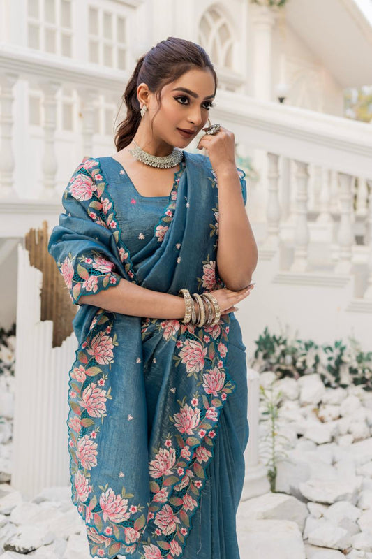Nile Blue Crush Silk Saree