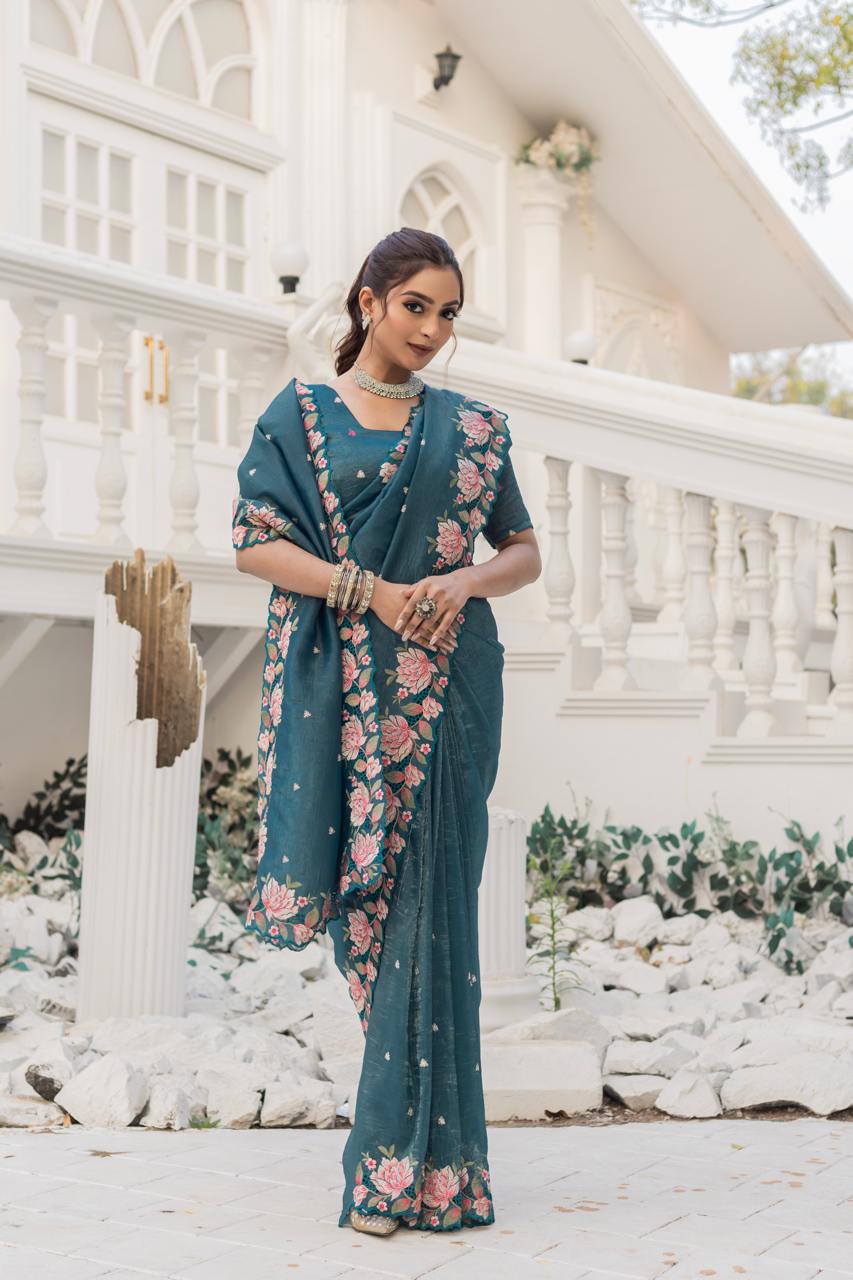Nile Blue Crush Silk Saree