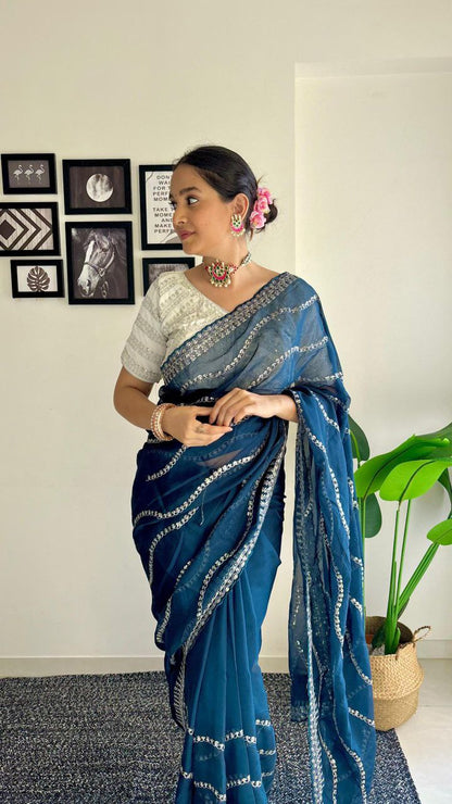 Nile Designer Organza Tabby Silk Saree
