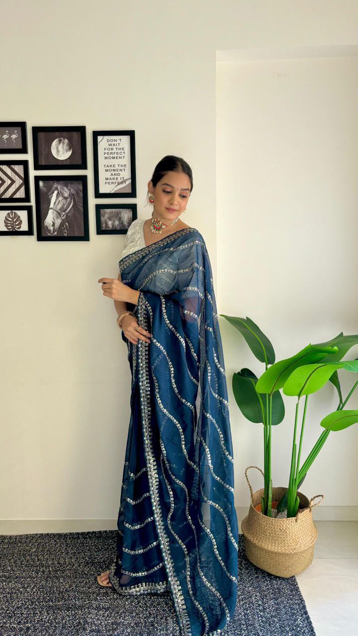 Nile Designer Organza Tabby Silk Saree