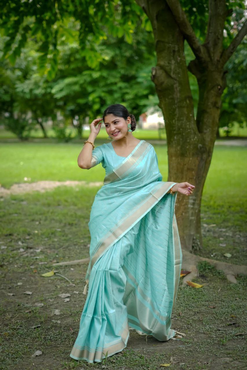 Ocean Banarasi Raw Silk Saree