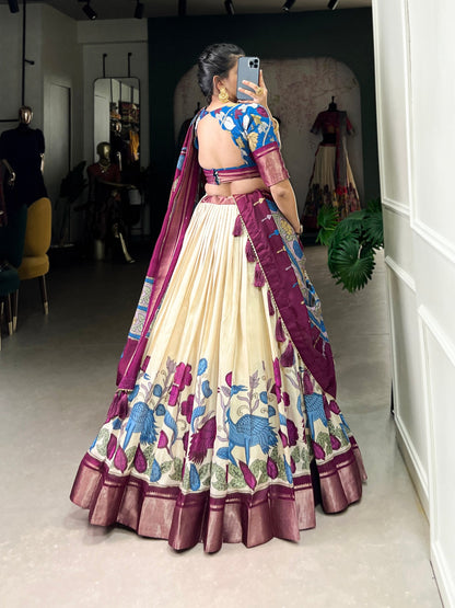 Off-White Traditional Dola Silk Lehenga Choli