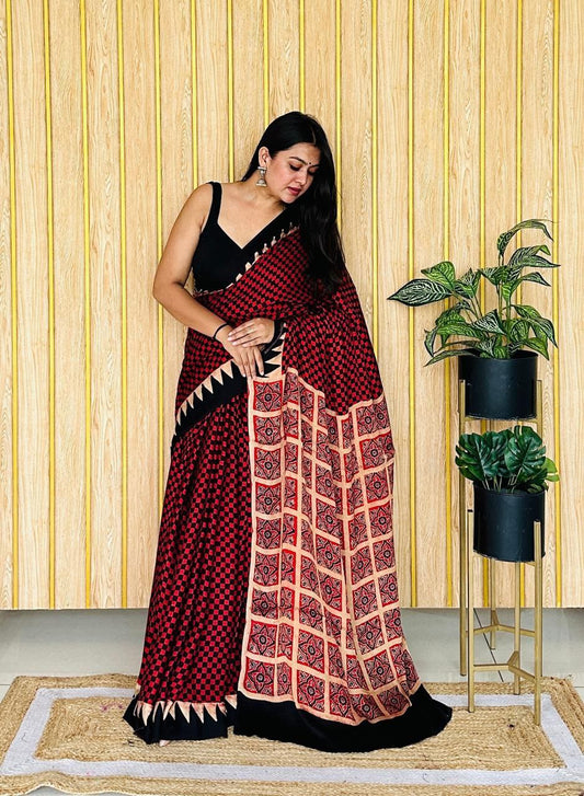 Office Wear Digital Printed Muslin Saree