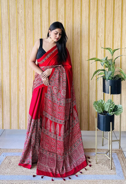 Office Wear Digital Printed Muslin Saree