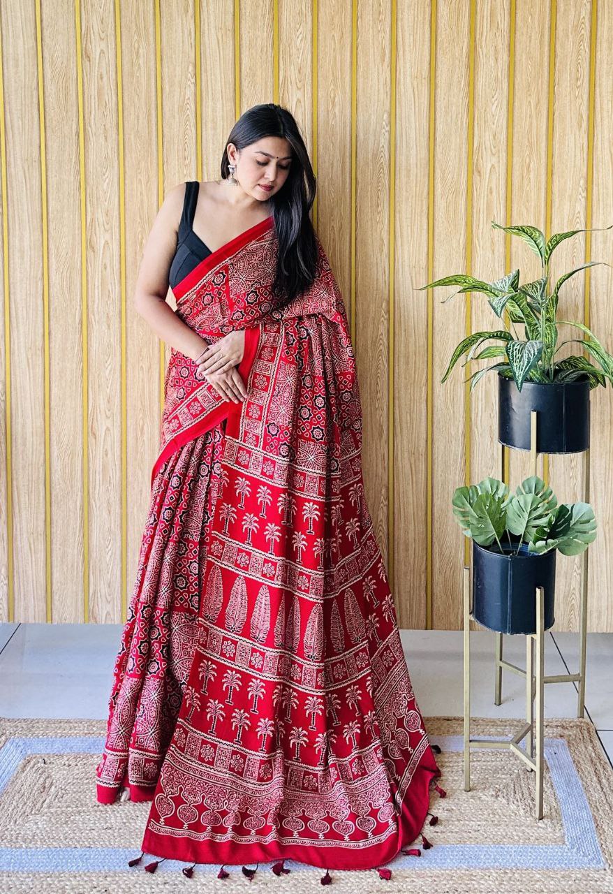 Office Wear Digital Printed Muslin Saree