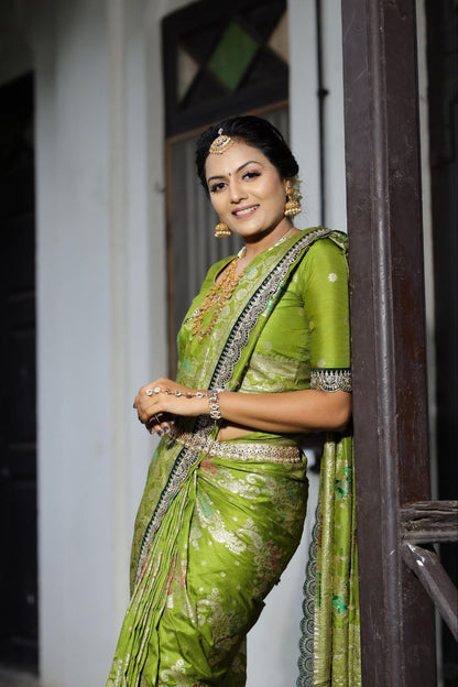 Olive Designer Dola Silk Saree