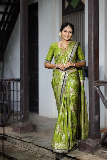 Olive Designer Dola Silk Saree