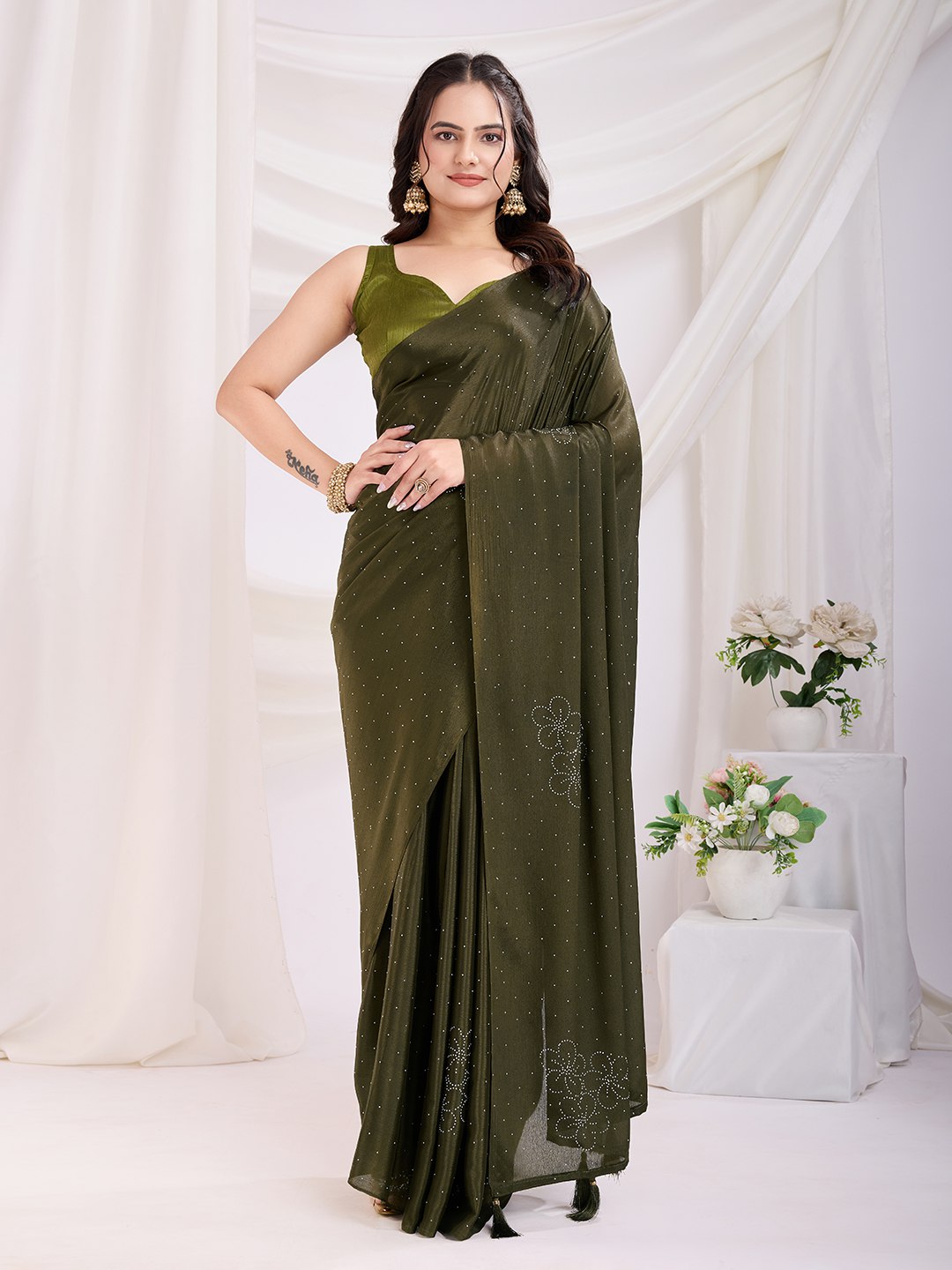 Olive Ready To Wear Rangoli Silk Saree