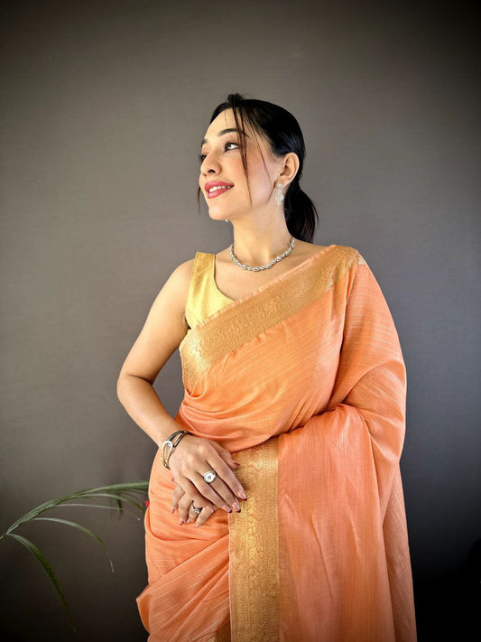 Orange Traditional Cotton Saree