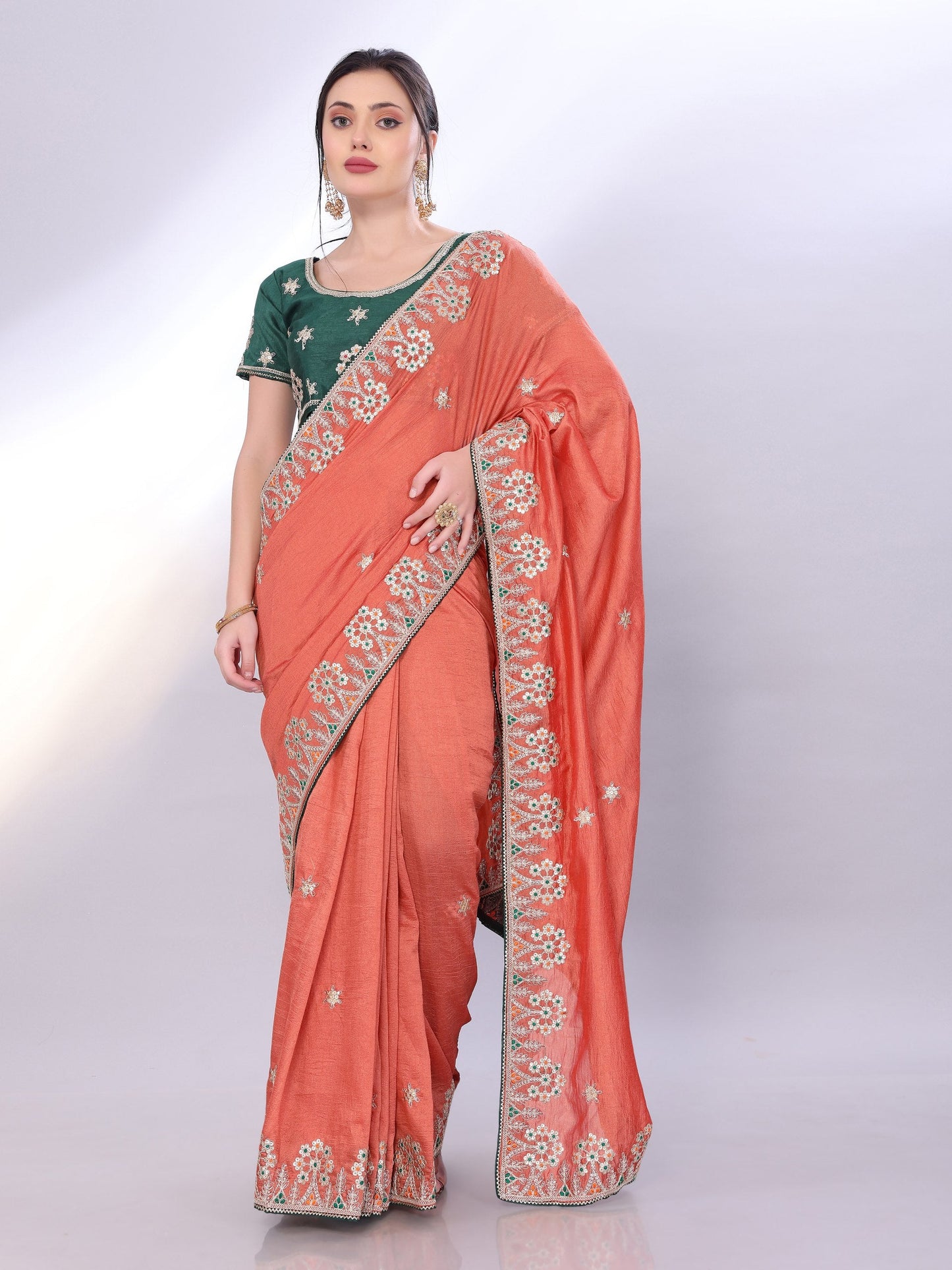 Orange Two Tone Soft Silk Saree