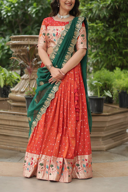Orange Wedding Wear Lehenga Choli