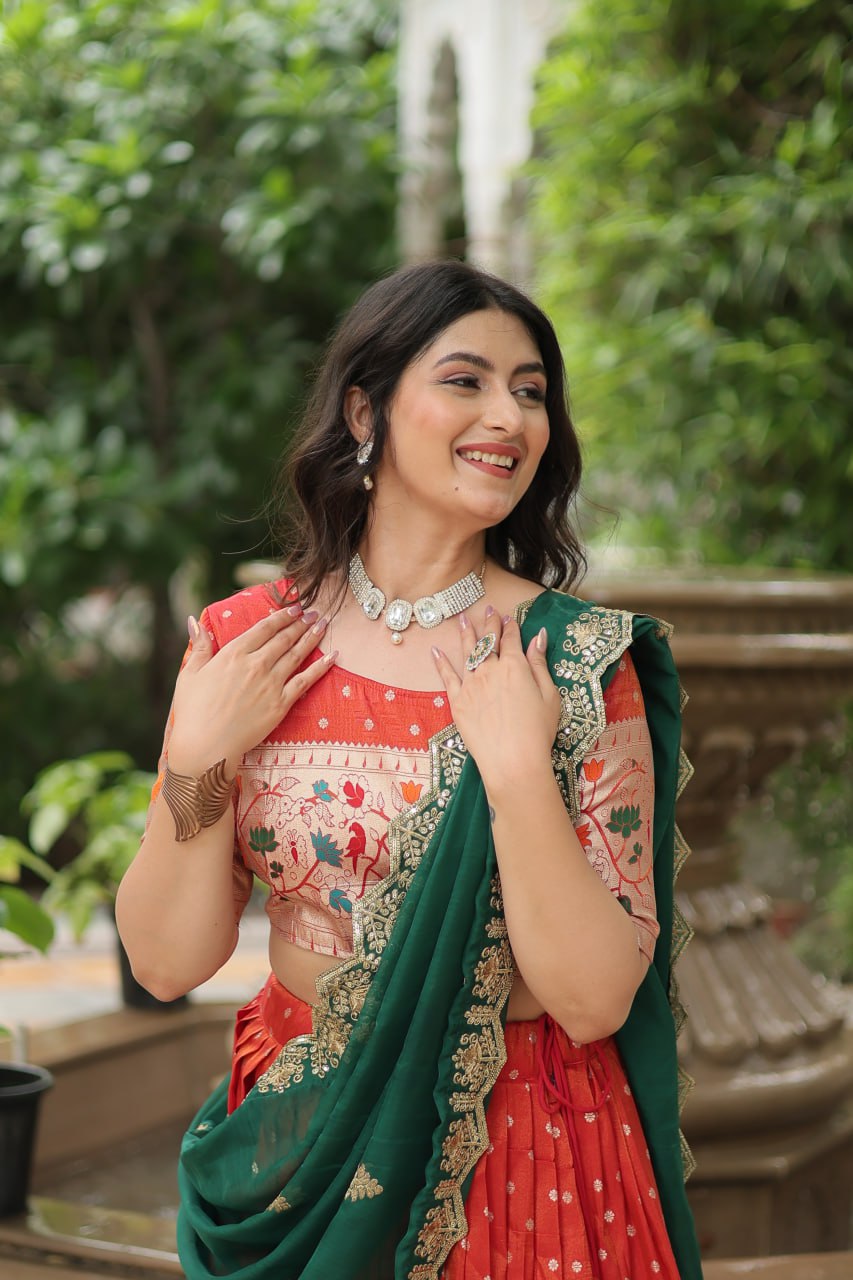 Orange Wedding Wear Lehenga Choli