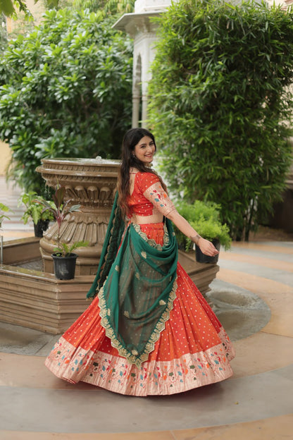 Orange Wedding Wear Lehenga Choli