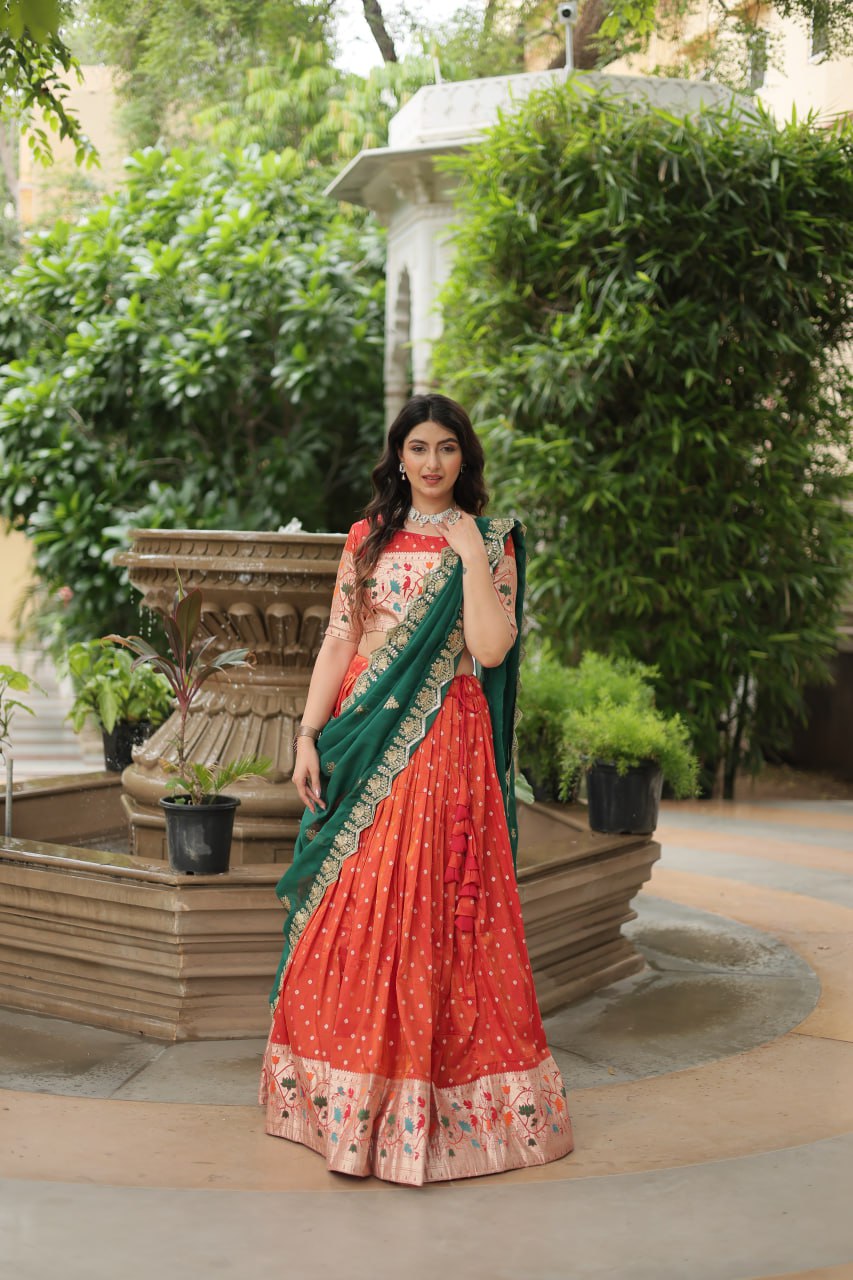 Orange Wedding Wear Lehenga Choli