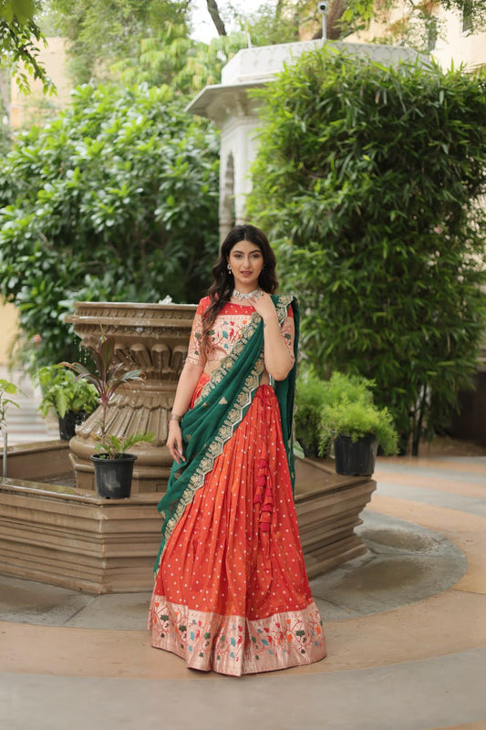 Orange Wedding Wear Lehenga Choli