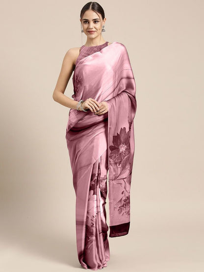 Party Wear Floral Japan Satin Saree