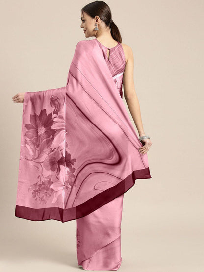 Party Wear Floral Japan Satin Saree