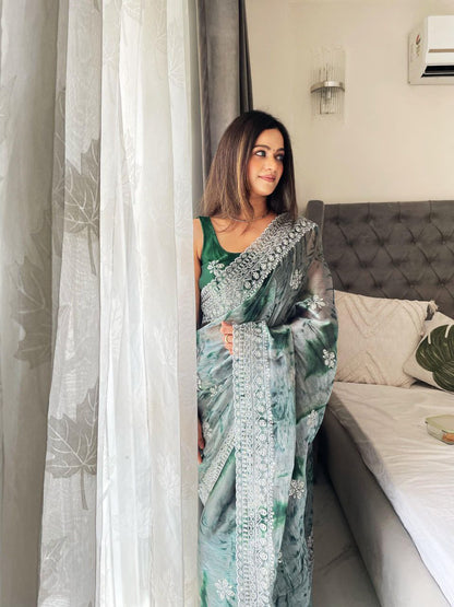 Party Wear Burberry Silk Saree