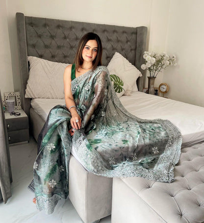 Party Wear Burberry Silk Saree