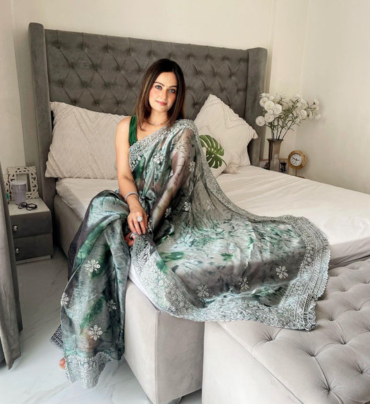 Party Wear Burberry Silk Saree