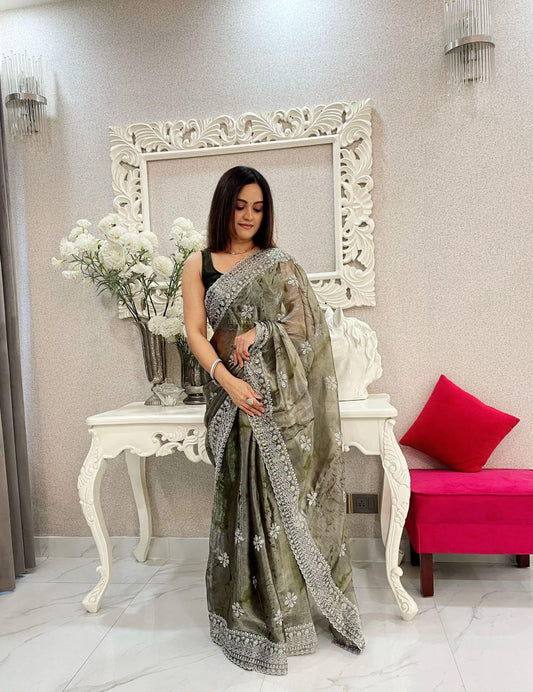 Party Wear Burberry Silk Saree