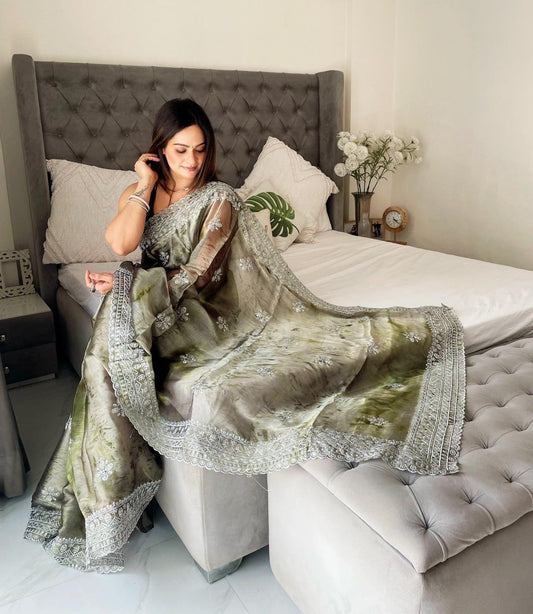 Party Wear Burberry Silk Saree