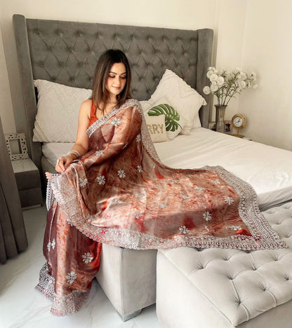 Party Wear Burberry Silk Saree