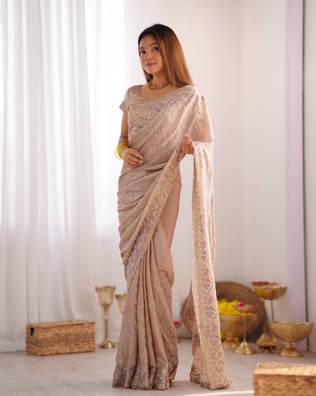 Party Wear Designer Crush Silk Saree