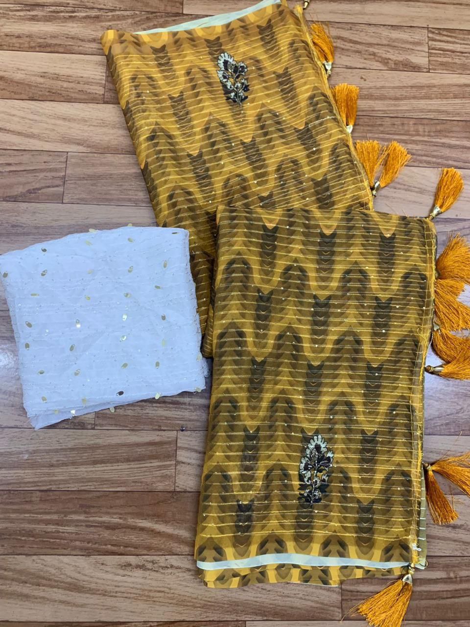 Party Wear Digital Printed Georgette Saree