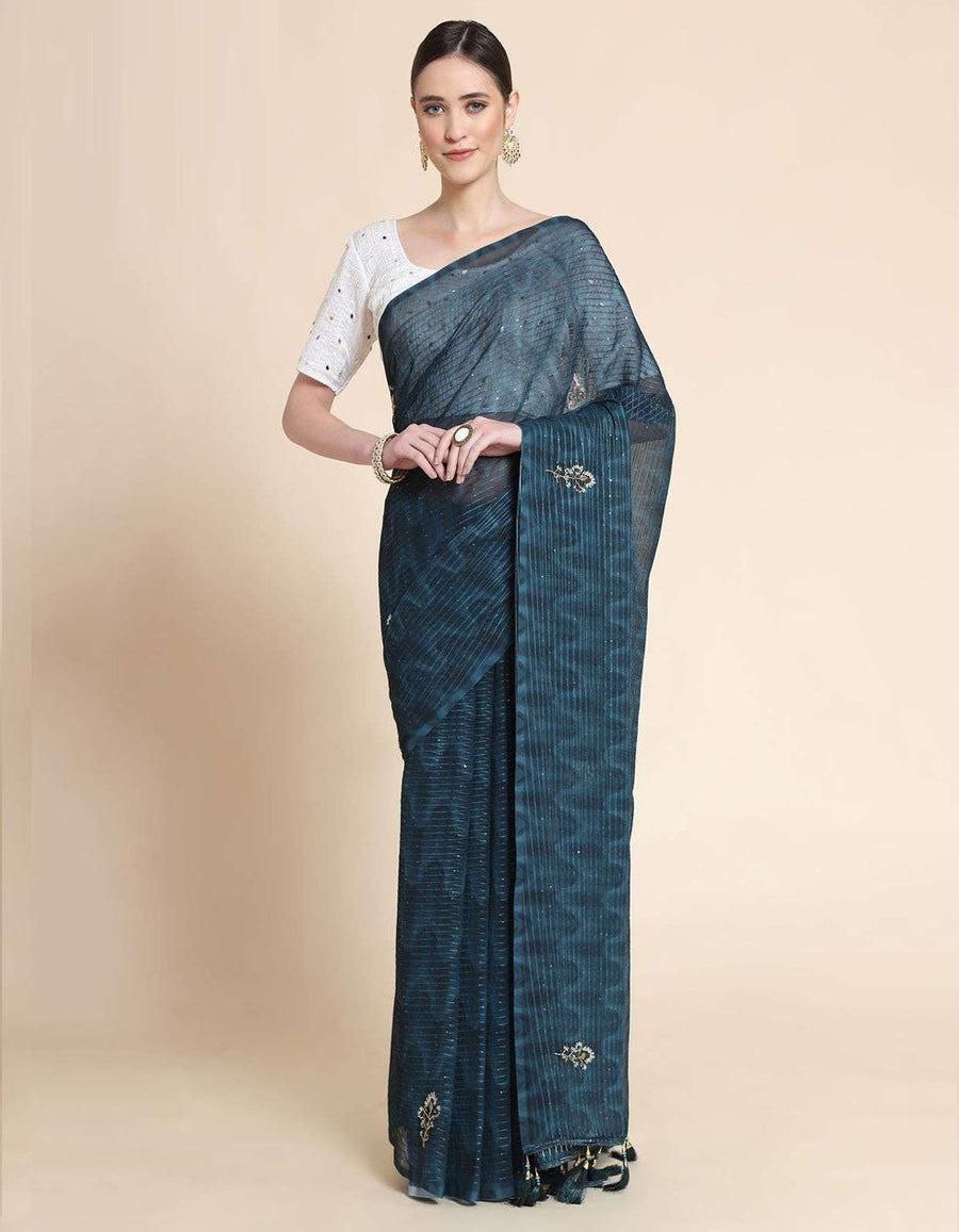 Party Wear Digital Printed Georgette Saree