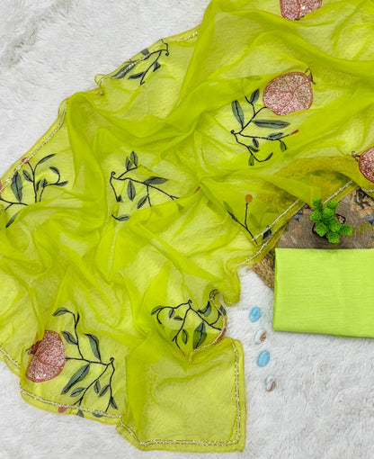 Party Wear Floral Organza Silk Saree