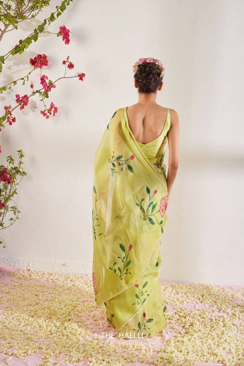 Party Wear Floral Organza Silk Saree