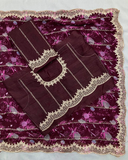 Party Wear Flower Print Digital Georgette Saree