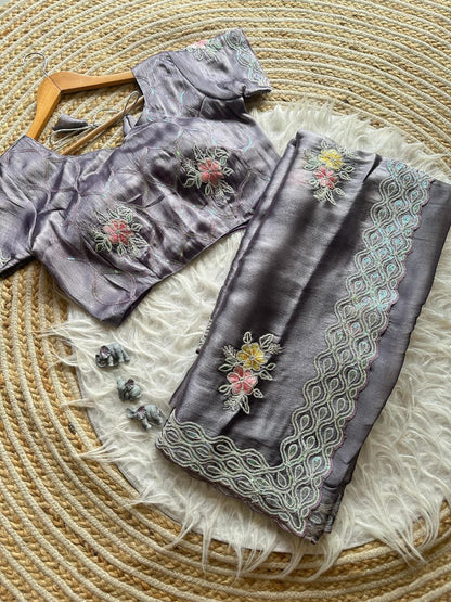 Party Wear Jimmy Choo Chiffon Saree