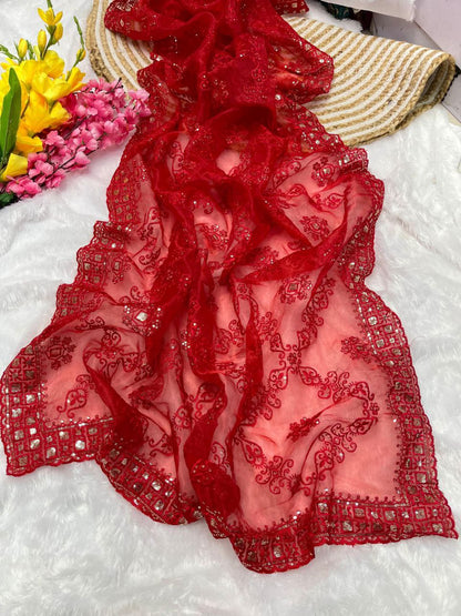 Party Wear Organza Silk Saree