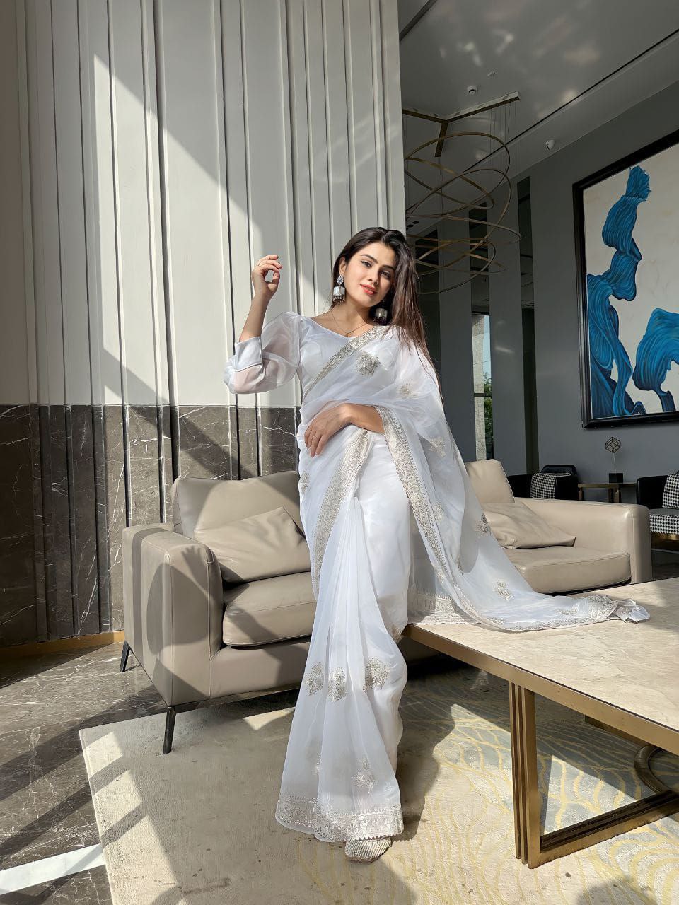 Party Wear Organza Silk Saree