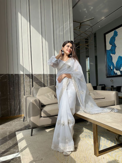 Party Wear Organza Silk Saree