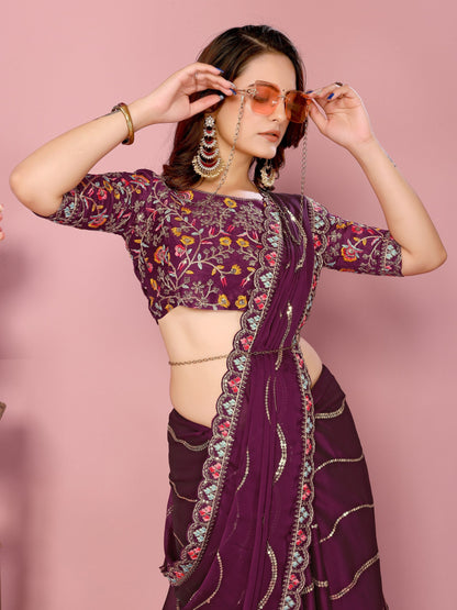 Magenta Party Wear Rangoli Silk Saree